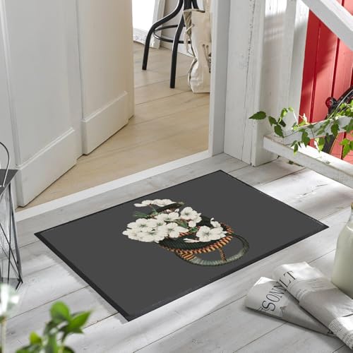Paillasson noir jasmin serpent botanique 75x50 cm vintage - 6