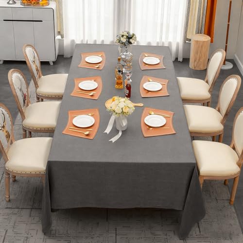 WAITER TREE Table Cloth 55x55 Inches Table Cover Faux Linen Wrinkle Free and Waterproof Camping Dark Gray Square Indoor Outdoor Tablecloth for Party Wedding by WAITER TREE - Used condition - Image 2