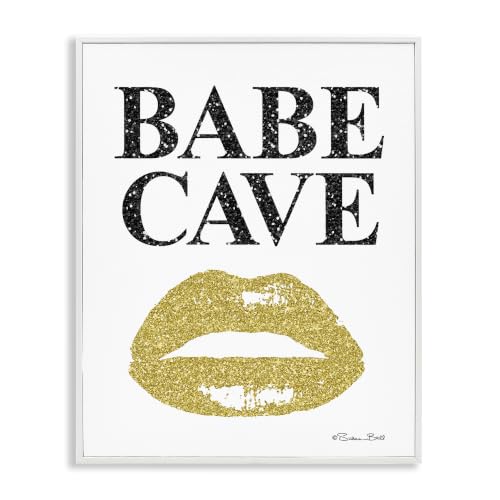 'Babe Cave Sign Gold Frost Lips Modern Glam'| Framed Giclee Art
