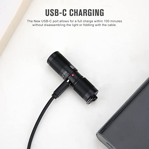 OLIGHT I1R 2 Pro Eos 180 Lumens EDC Rechargeable Keychain Flashlight, Powered by Built-in Rechargeable Battery with Type-C USB Cable, Slim Mini Handheld Light for Everyday Carry (Black) - Image 6