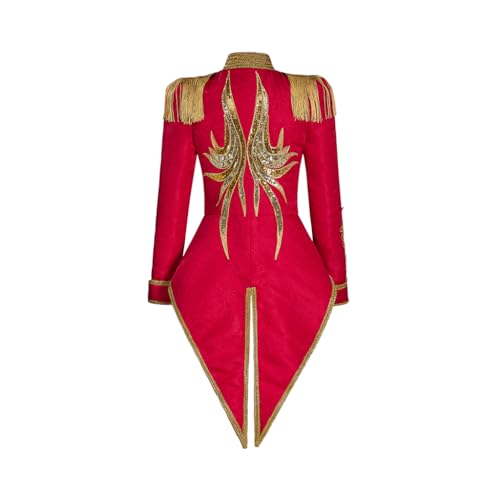 Image of Saniplaycos Women's Ringmaster Jacket Tassel Coat Uniform Ringmaster Circus Costume Medieval Long Sleeves Tailcoat
