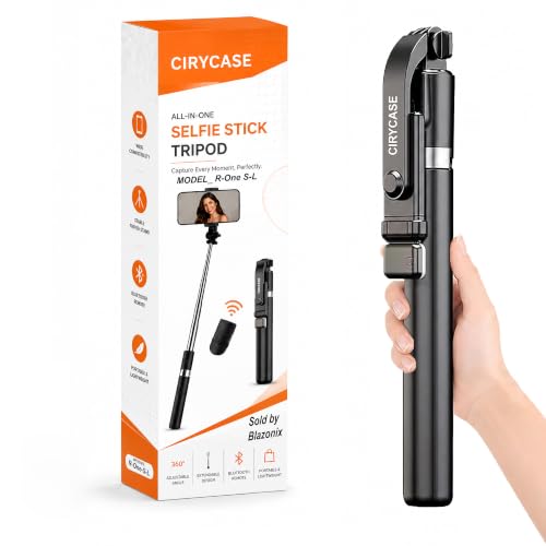 Image of CIRYCASE Selfie Stick Tripod with Light, 67 inch /170CM Reinforced Tripod for Mobile Phone, Multi-Functional Bluetooth Long Selfie Stick for Travel,Vlogging,Compatible with iPhone and All Smartphones