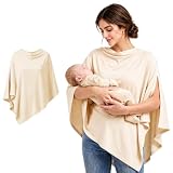 AOOWU Modal-Stilltuch für unterwegs, Atmungsaktiv Stillschal, Beige
