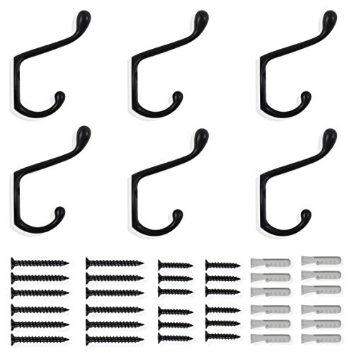 brightmaison 6 Pack Heavy Duty Dual 3.5inch Coat Hooks Wall