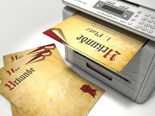 Urkundenpapier Zertifikate mit Pergamentmotiv, 10 Blatt A4, 190g/qm, hochwertiges Briefpapier für Laser/Ink/Copy/Hand