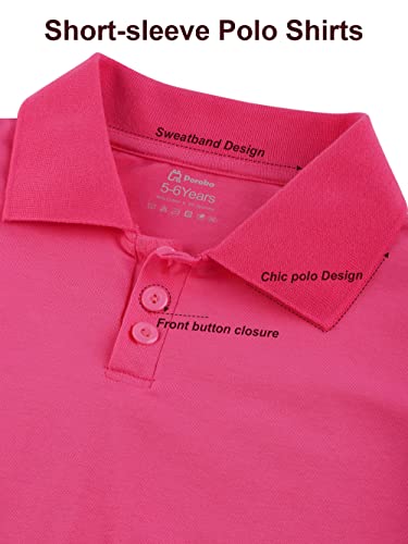 Poroka 5 Pack Girls' Children's Cotton Short Sleeve Polo Shirts Solid Girls' School Uniform Polo Short Sleeve #TOP3