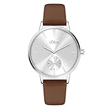  s.Oliver Time Damen Analog Quarz Uhr mit PU Armband SO-4342-LQ (Braun)