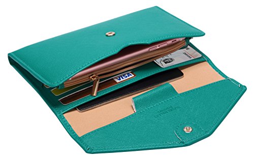 Zoppen Mulit-Purpose Rfid Blocking Travel Passport Wallet (Ver.4) Tri-Fold Document Organizer Holder, Tear Green #TOP2