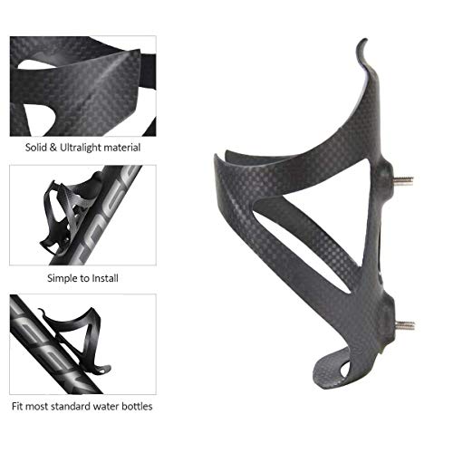 BNVB Water Bottle Cage, 3k Matte Full Carbon Fiber Lightweight and Strong Bicycle Water Bottle Holder Bike Cages Brackets - 2 Pcs