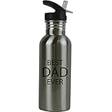 Engraved Cases Best Dad Ever Stainless Steel Silver Water Bottle - Great Gift for Father's Day, Birthday for Dad, Grandpa, Papa, Husband