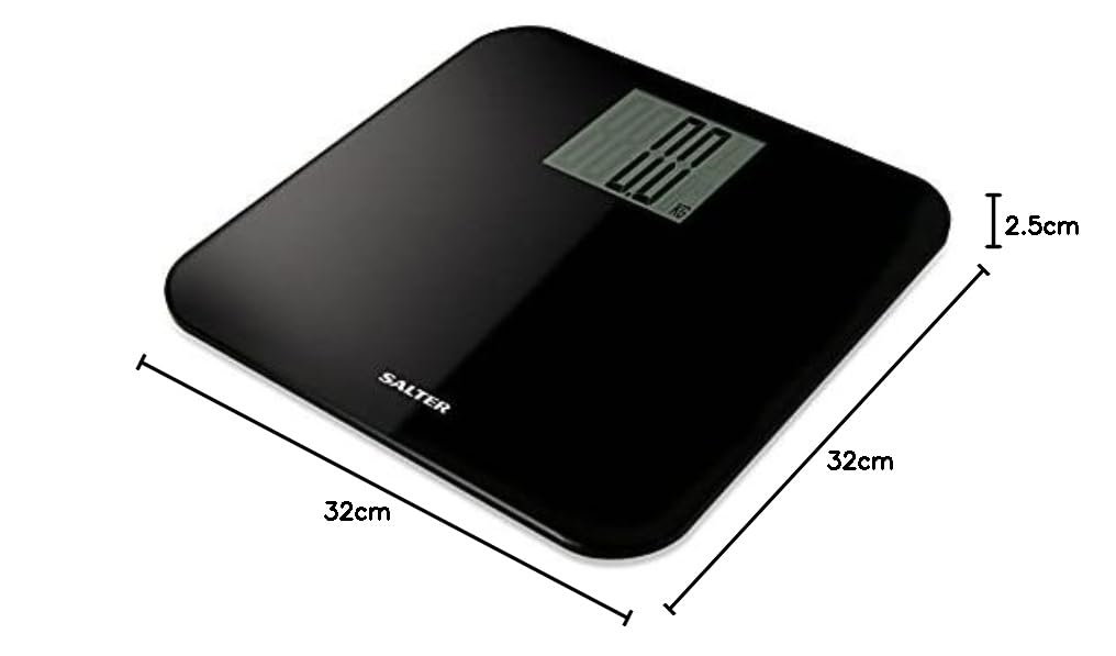 Salter 9049 BK3R Elektroniczna waga lazienkowa o duzym zakresie do 250 kg, czytelny wyswietlacz cyfrowy, duza platforma, precyzyjny, natychmiastowy odczyt kg, kamieniach i funtach, czarna