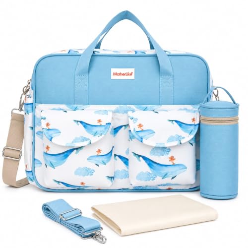 Image of Diaper Bag for Mothers for Travel with Changing Station | Tote Diaper Baby Bag for Mom | Diaper Bag with Insulated Bottle Holder & Changing Mat | 17 L,10 Pocket