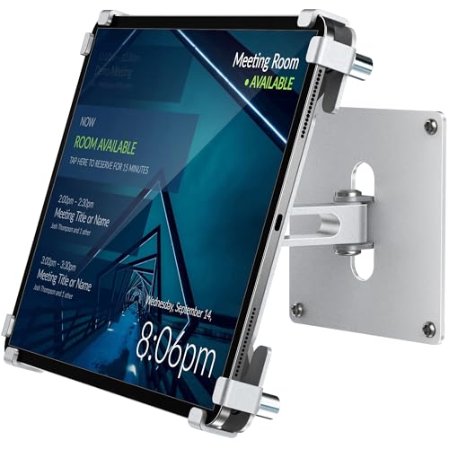 AboveTEK Soporte de Pared para Tablet, Soporte para iPad con función antirrobo (9,7" - 13"), rotación e inclinación de 360°, Soporte VESA para expositores comerciales de Punto de Venta-Plateado