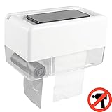 Toilet Paper Holder, WOVTE Free Punching Installation Waterproof Toilet Paper Roll Holder with Mobile Phone Garbage Bag Storage for Bathroom，Kitchen ,Living Room- White