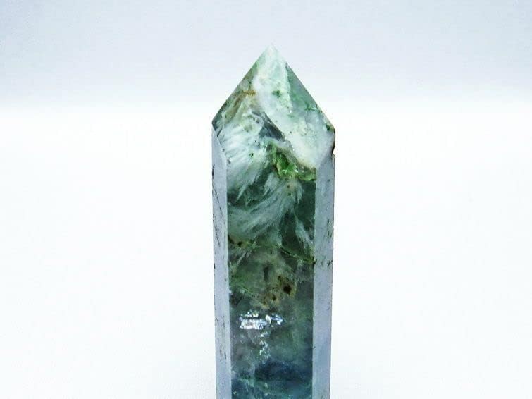 【東昇天然石】エンジェルフェザー フローライト 六角柱 一点物 142-5587