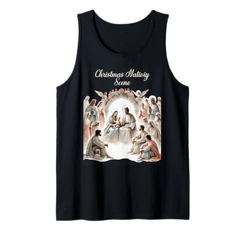Colorido Belén de Navidad Nacimiento de Cristo Camiseta sin Mangas