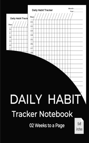 Daily Habit Tracker Notebook - 02 Weeks To a page - 5x8 inches: monthly habit tracker (15 days on the first page + 16-31 on the second page), undated, ... section each month + beautiful front and