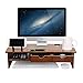 Sundale Bamboo Wood Monitor Stand Ergonomic Computer Riser with Storage Organizer Drawers Desktop Laptop Shelf Risers Cellphone Stand for Home and Office Use, Classic Antique Brown