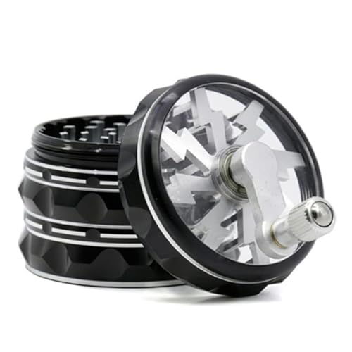 Hand Crank Grinder, 2.5 Inch Potable Large Grinder With Clear Top Cover Best Gift-Black by RichLuck - Image 7