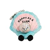 Punchkins Bag Keychains, Plush Accessory and Hanging Decoration for Purse, Handbag, Backpack, Funny Meme Gift (Bites Clam Shell - Happy)
