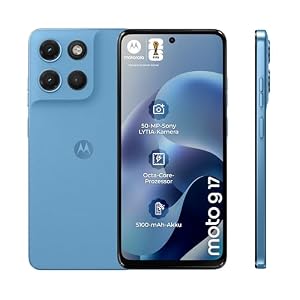 Motorola Moto g17 Smartphone (Kratzfestes 6,72"-FHD+-Display Corning Gorilla Glass 3, wasserabweisend, 50-MP-Kamera, 4/128 GB, 5100 mAh, TurboPower-Aufladen) Pantone Alaskan Blue, inkl. Schutzcover