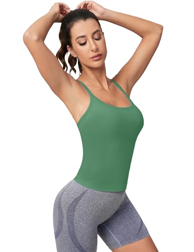 MathCat Workout Tank Tops for Women with Built in Bra, Sleeveless Gym Tops Seamless Racerback Athletic Yoga Shirts3