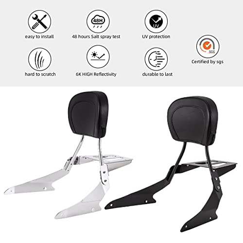 Gamyipp Powersports Sissy Bar With Backrest Flag Pattern Luggage Rack For Suzuki Boulevard M109 R M109R With Docking Hardware (Black) #TOP1