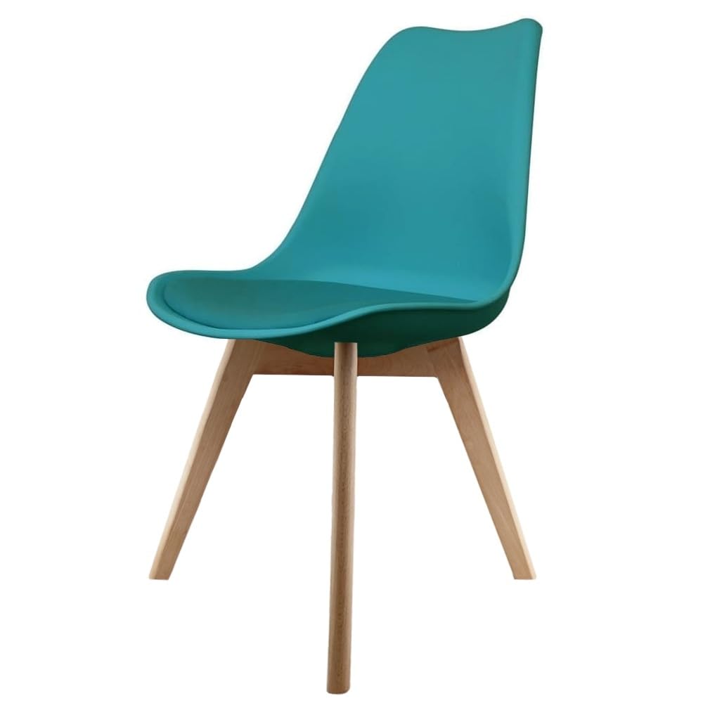 Soho Sedie da Pranzo in Plastica con Gambe Quadrate in Legno Chiara, Adatte per Sala da Pranzo, Soggiorno, Cucina, Camera da Letto, Verde Acqua