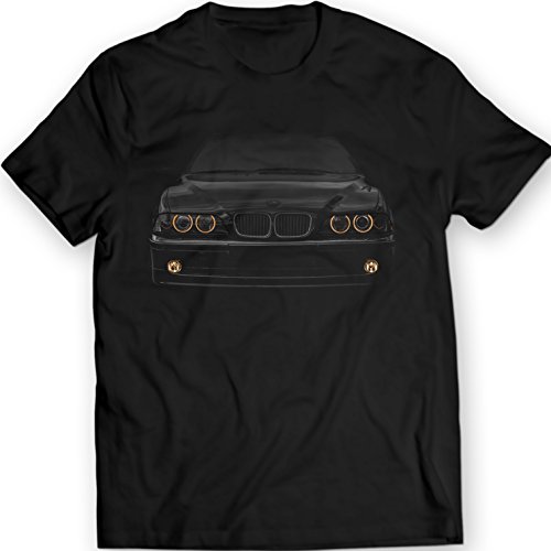 DTG Printing E39 Bimmer Camiseta Yellow Faros 100% Algodón (L, Negro)
