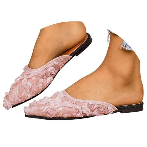 Sandalias planas cómodas tipo zapatillas de verano con diseño de rosas