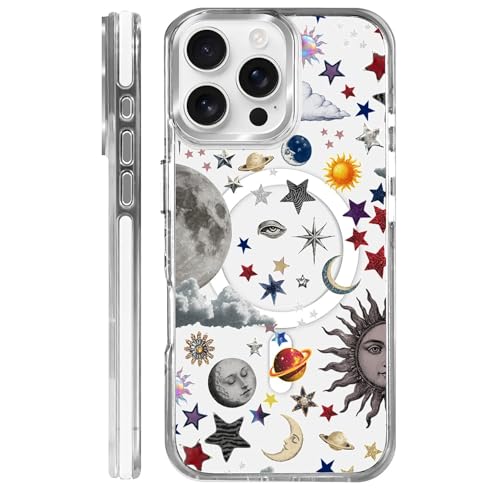 Coque iPhone 16 Pro Max antichoc Magsafe transparente et rigide motif collage