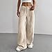 Kenvina Corduroy Pants Women Baggy Tall Cord Wide Leg Trousers Elastic Waist Comfy Work Pants Soft Cozy Palazzo Teacher Pant（Beige,XX-Large）