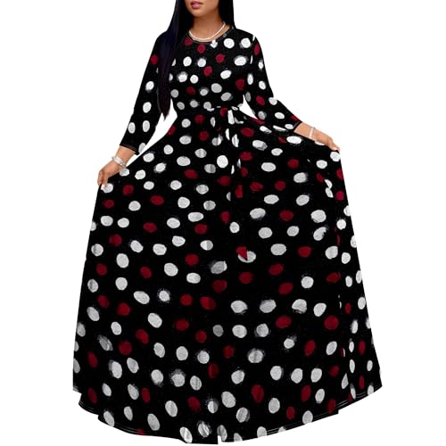 Women's Elegant Long Sleeve Crew Neck Maxi Dress Fall Curvy