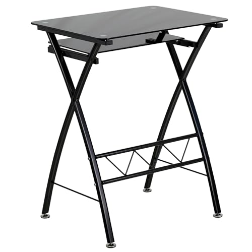 Bureau d'ordinateur en verre trempé noir de style table informatique compacte