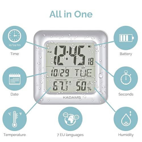 9.5-Inch Waterproof LCD Shower Clock