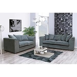 Furnishings For Less UK Casper Chenille Grey Fabric Sofa Suite 3 and 2 Seater Sofas (Grey, Sofa Suite 3 + 2)