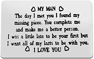 Engraved Wallet Inserts to My Man Gift Steel Wallet Card for Him Wedding Valentine's Day Birthday Gift for Boyfriend Fiance Husband-You Complete me and Make me a Better Person.I Love You