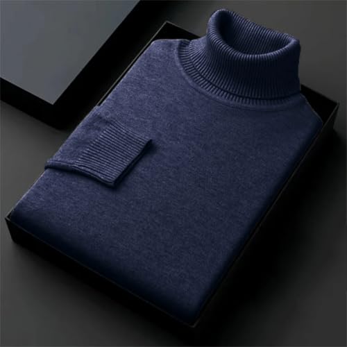 Men Slim Fit High Neck Sweater Knit Pullover Winter Solid Color Trendy Long Sleeve Jumper3