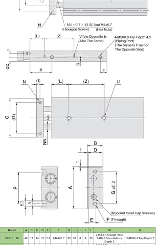 Vérin pneumatique double axe CXSM32-125 petit modèle à double tige guidée pour automatisme - 5
