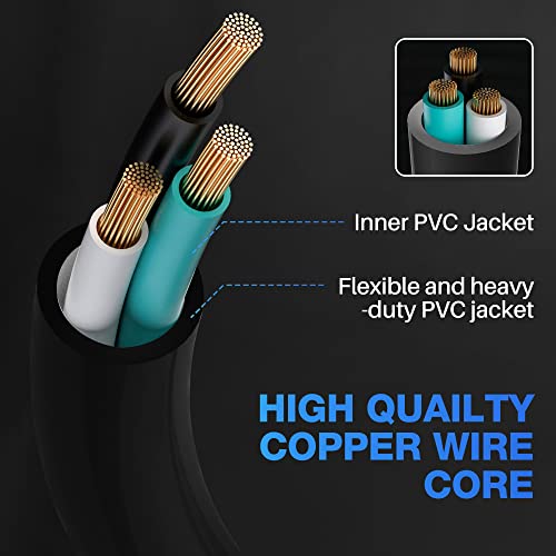 Powe Extension Cord 4 Ft, Male Plug To Female Extender Cable, Short Outlet Saver, 16 Awg Wire (13A 125V 1625W), Nema 5-15P To Nema 5-15R, Etl Listed, Black Cable With 25 Cable Ties #TOP3