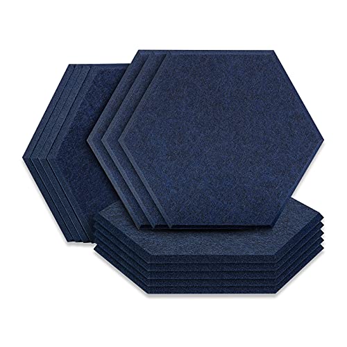 BUBOS 6 Pack Hexagon Acoustic Panels Soundproof Wall Panels,14 X 13 X 0.4Inches Sound Absorbing Panels Acoustical Wall Panels, Acoustic Treatment for Recording Studio, Office, Home Studio,Dark Blue