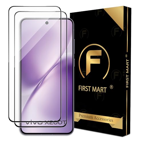 Image of FIRST MART Military-Grade Gorilla Tempered Glass forVivo X200T (6.78 Inch) With Installation Kit | Edge to Edge Coverage | Black [2 Pack]