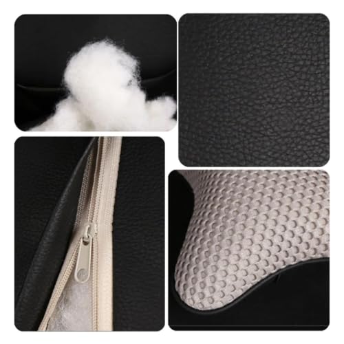 Cojín de asiento de coche y reposacabezas de soporte para cuello transpirable negro (2 piezas) 8