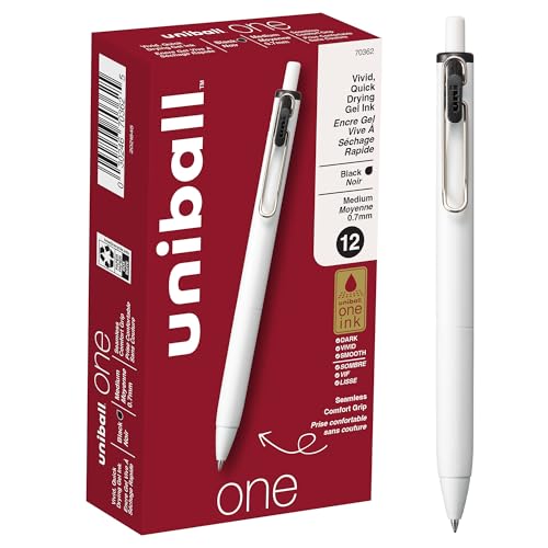 uniball one Retractable Gel Pens, Medium Point (0.7mm), Black Ink, 12 Pack - image 1