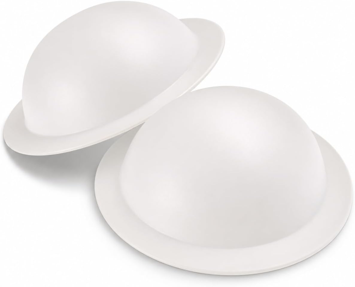 2 Pack Recessed Light Cover, 6 Inch Can Light Covers 50% Translucent Fully Shade Hemisphere Stick-On with Super Strong Double-Sided Tape, Anti-Yellow Cream White, Easy Install (2, 6 INCH)