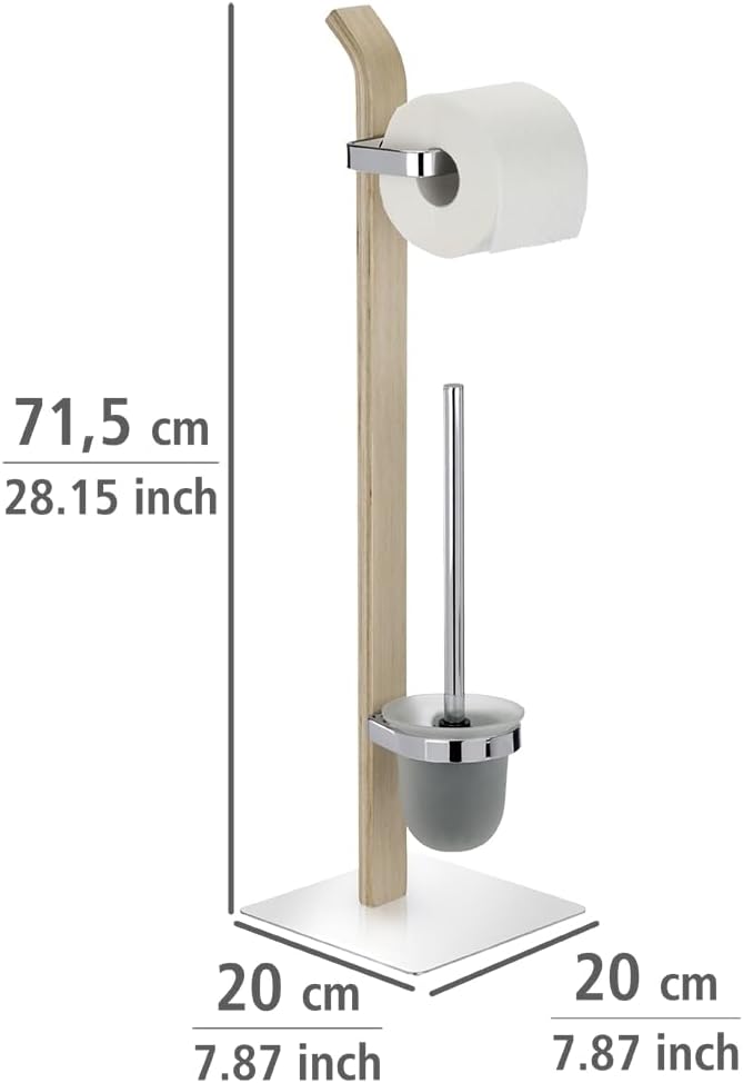 Wenko 203971000 Samona Stand WC-Set Chromed Metal/Veneer 20 x 71.5 x 20 cm Natural