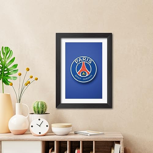 Image of TenorArts PSG Poster Football 3D Textured Logo Print Laminated Photo Frame Painting with Matt Finish Black Tectures (9 inches x 12inches)