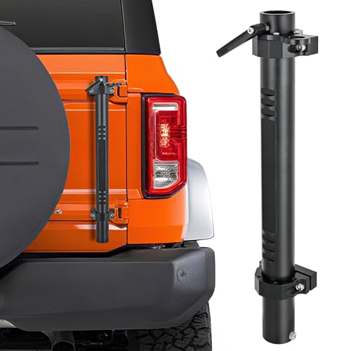 Image of Nilight Tailgate Flagpole w / CB Antenna Mount for Ford Bronco 2021 2022 2023 2024 2025 Heavy Duty Rear Door Flag Holder Bracket for Off-Road Camping, No Drill Installation