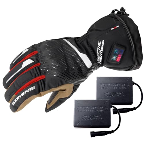 コミネ(KOMINE) バイク用 グローブ 08-2155 EK-2155 デュアルヒートプロテクトエレクトリックグローブ セット Black/Red L