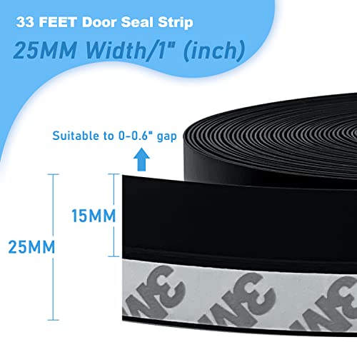 Moepie Weather Stripping, Seal Strip Door Tape -33 Feet, Weather Stripping, Sealing Strip Tape For Doors, Windows And Shower Glass Gaps-Black(Width-25Mm) #TOP2